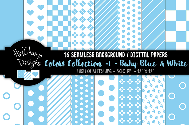 Digital Papers – Baby Blue & White – Collection #01